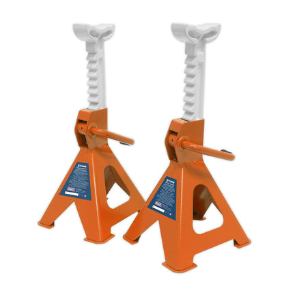 Sealey VS2002OR Ratchet Type Axle Stands (Pair) 2 Tonne Capacity per Stand - Orange Sealey