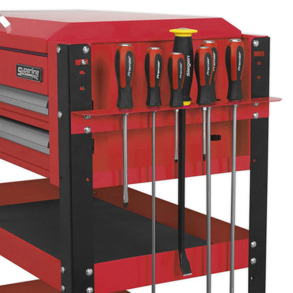 Sealey AP760M Heavy-Duty Mobile Tool & Parts Trolley 2 Drawers & Lockable Top - Red Sealey