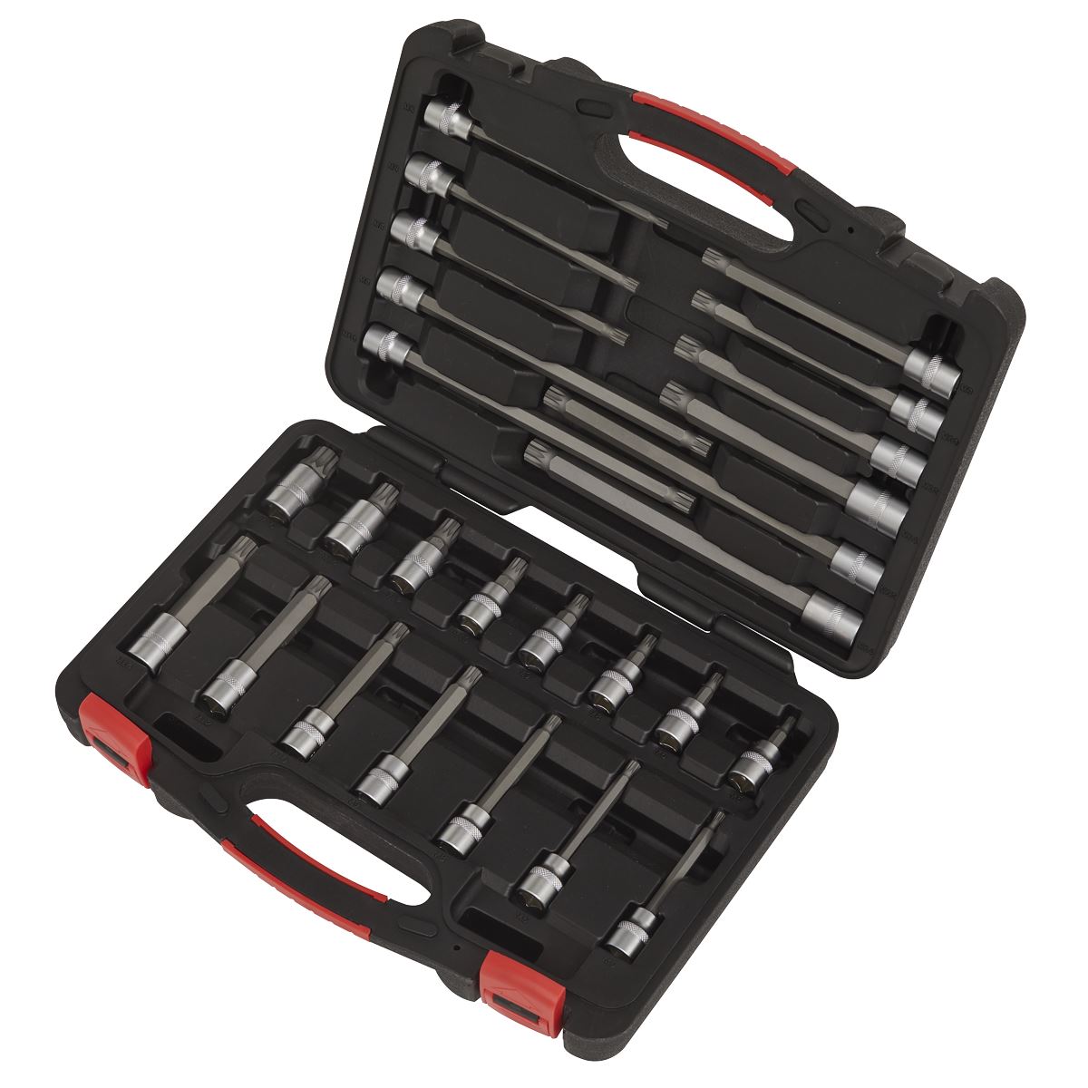 Sealey AK89002 Spline Socket Bit Set 26pc 3/8"Sq Drive - Premier Platinum Sealey