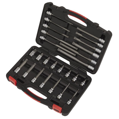 Sealey AK89002 Spline Socket Bit Set 26pc 3/8"Sq Drive - Premier Platinum Sealey