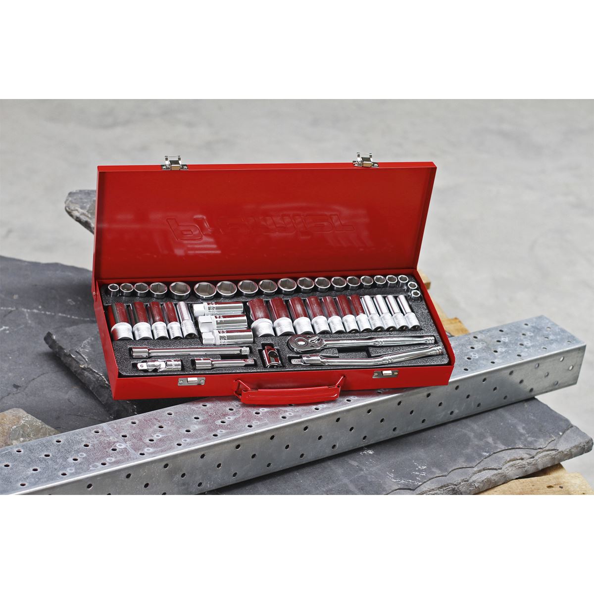 Sealey AK692 Socket Set 45pc 3/8"Sq Drive 6pt WallDrive® - Metric/Imperial Sealey
