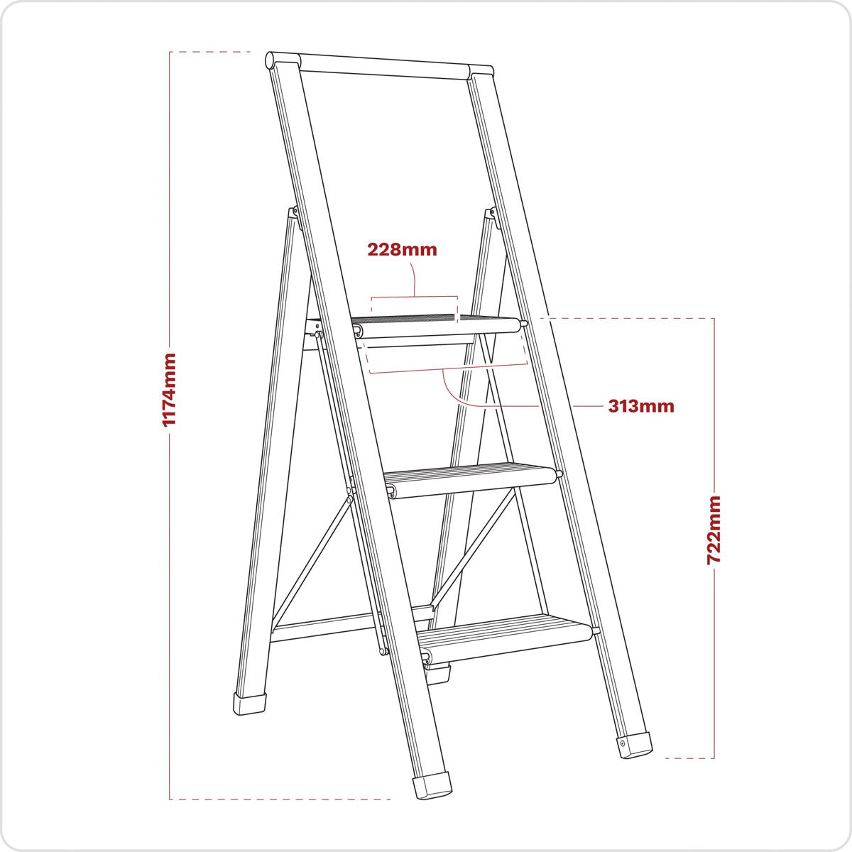 Sealey APSL3 Aluminium Professional Folding Step Ladder 3-Step 150kg Capacity Sealey