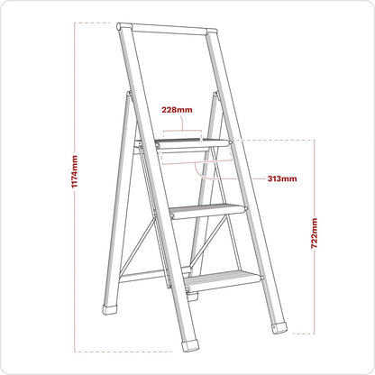 Sealey APSL3 Aluminium Professional Folding Step Ladder 3-Step 150kg Capacity Sealey