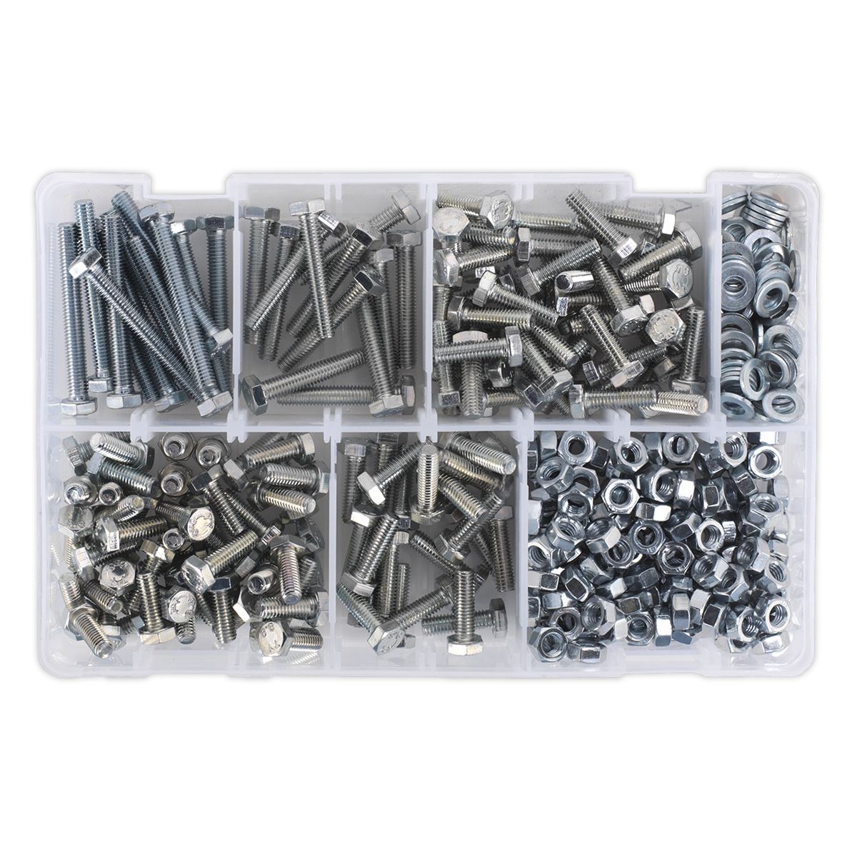 Sealey AB050SNW Setscrew Nut & Washer Assortment 408pc High Tensile M6 Metric Sealey