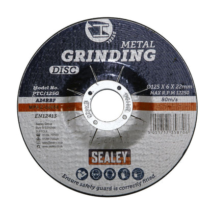 Sealey PTC/125G Grinding Disc Ø125 x 6mm Ø22mm Bore Sealey