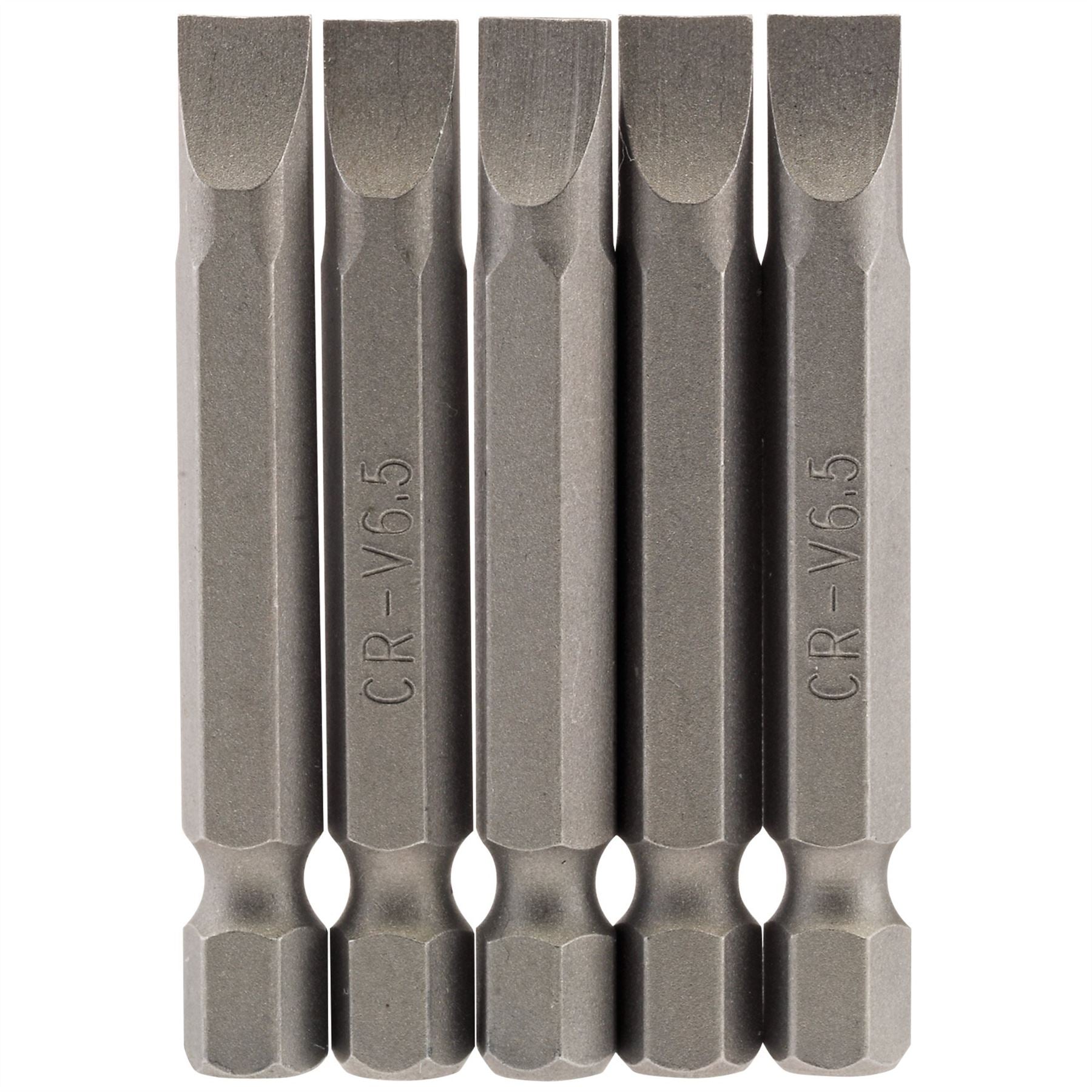 Draper 64276 Plain Slot Insert Bit 6.5mm 1/4" Hex 50mm Long Pack of 5 Draper