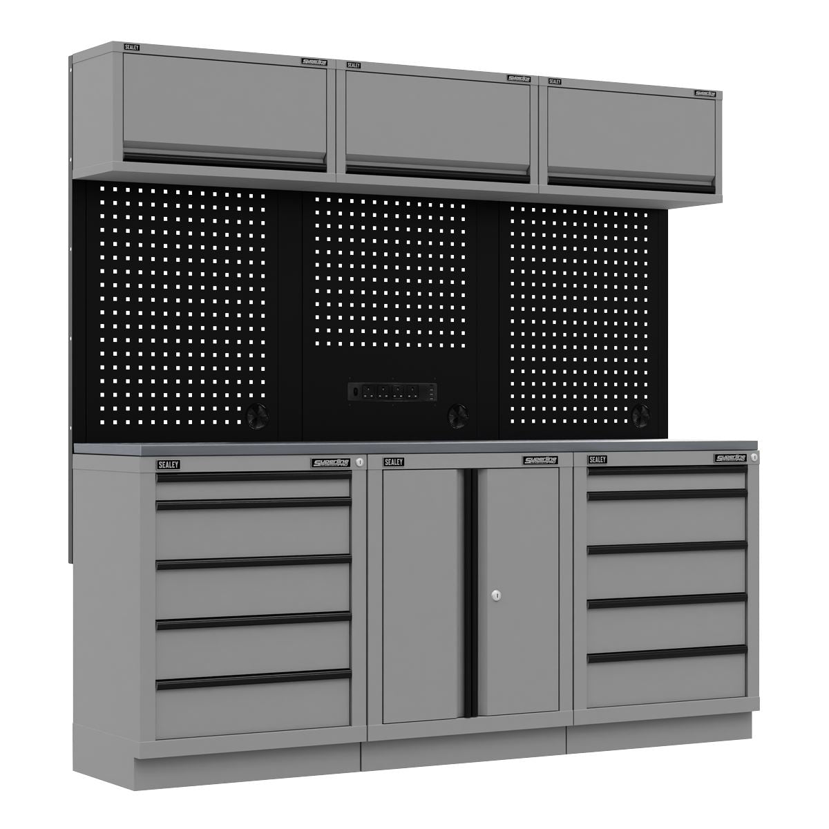 Sealey APMSBESTACK04SS Superline PRO® Black Edition Storage System with Stainless Worktop 2.04m Sealey
