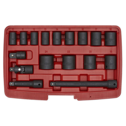 Sealey AK68217 Impact Socket Set 17pc 3/8"Sq Drive Metric Sealey