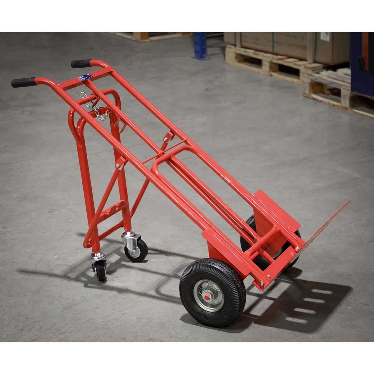 Sealey CST989 Sack Truck 3-in-1 with Pneumatic Tyres 250kg Capacity Sealey