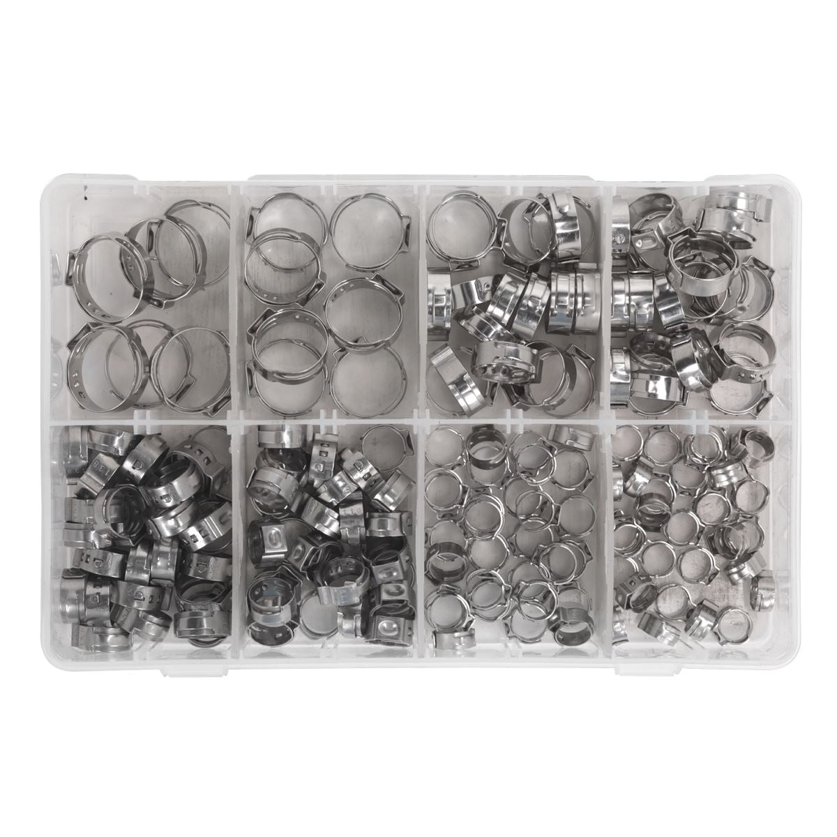 Sealey AB043SE O-Clip Single Ear Assortment 160pc Stainless Steel Sealey