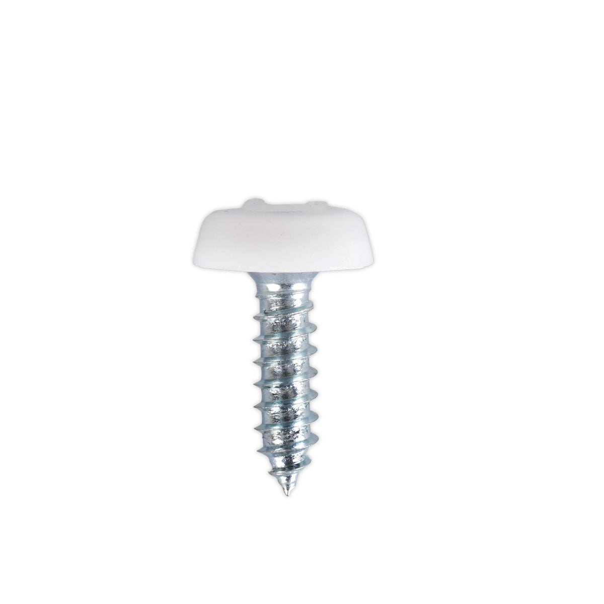 Sealey PTNP1 Numberplate Screw Plastic Enclosed Head 4.8 x 18mm White Pack of 50 Sealey