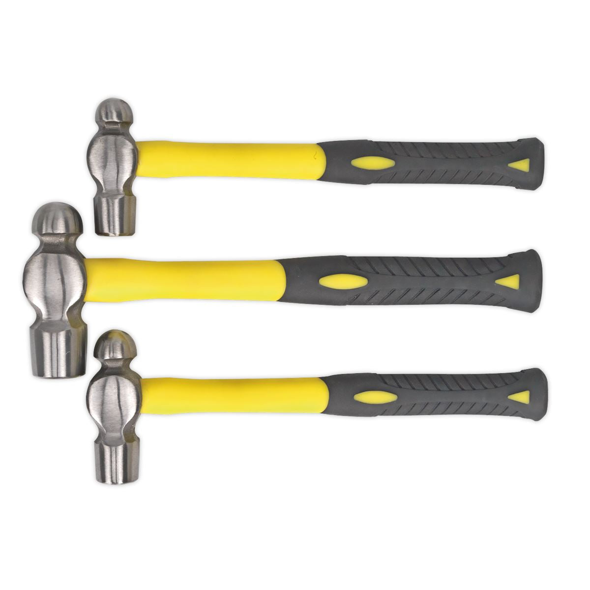 Sealey AK2031 Ball Pein Hammer Set 3pc with Fibreglass Shafts Sealey