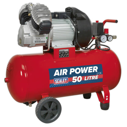 Sealey SAC05030 Air Compressor 50L V-Twin Direct Drive 3hp Sealey
