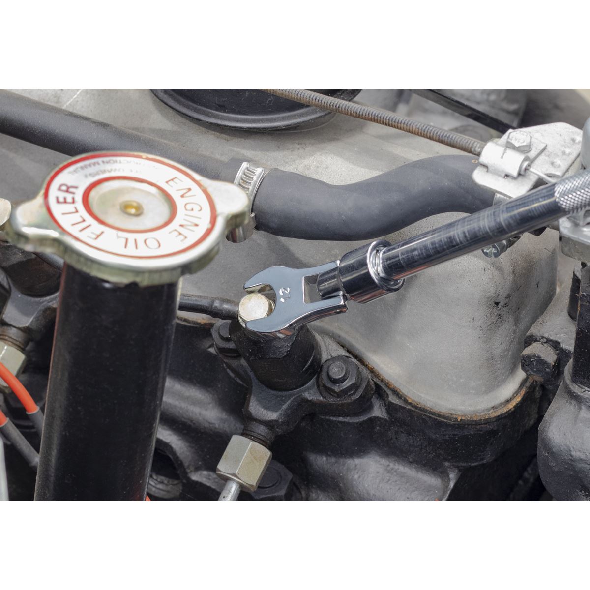 Siegen S01043 Flexible Crow's Foot Open-End Spanner Set 10pc 3/8"Sq Drive Metric Siegen