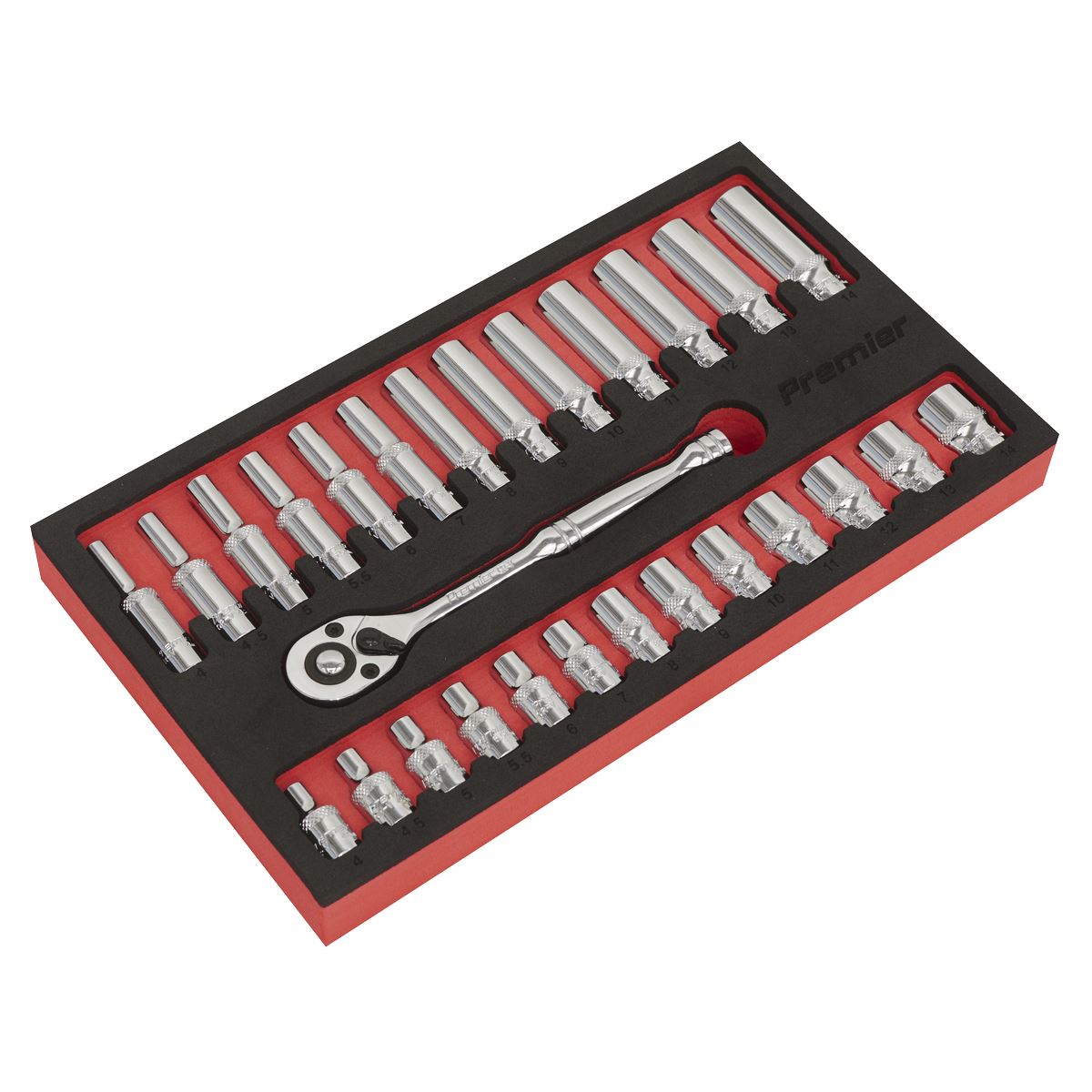 Sealey AK66721 Ratchet Wrench & Socket Set 27pc 1/4"Sq Drive Sealey