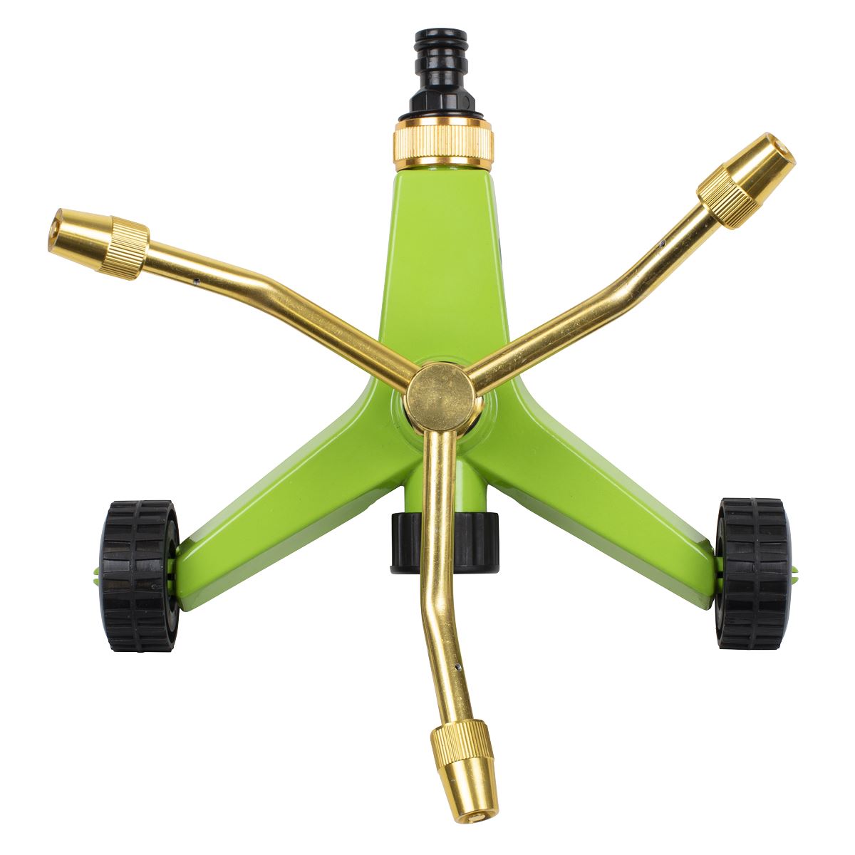 Sealey JS2032 3-Arm Brass Sprinkler with Metal Wheeled Base Sealey