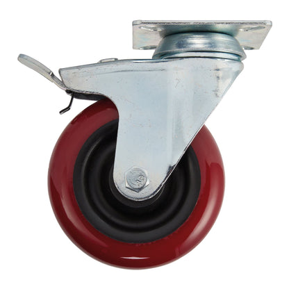 Draper 65519 Swivel Plate Fixing Polyurethane Wheel with Brake 100mm Diameter S.W.L. 125kg Draper