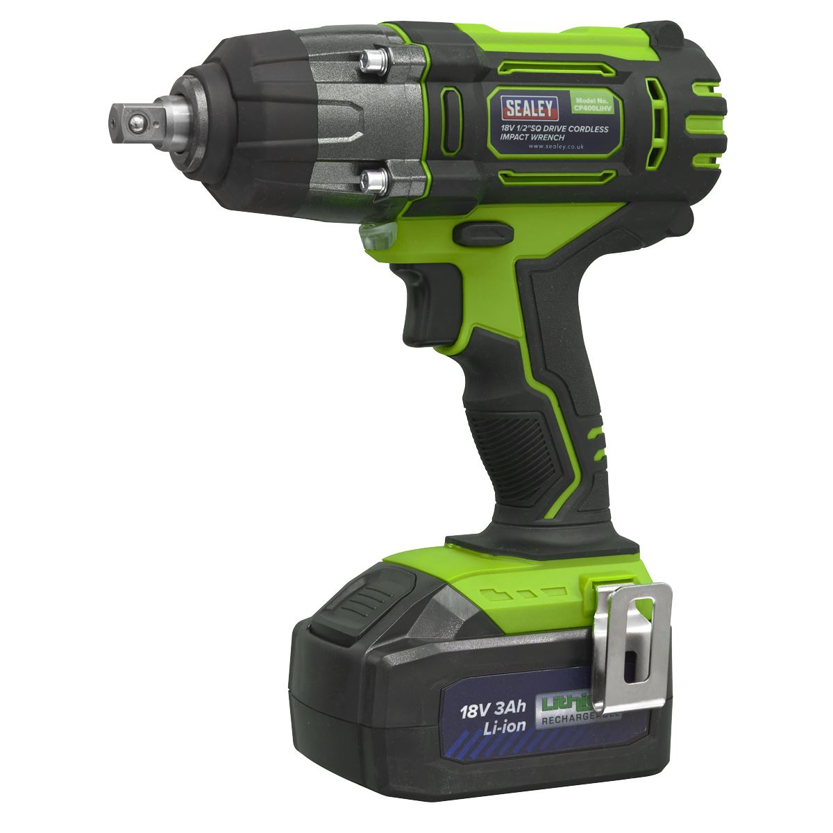 Sealey CP400LIHV Cordless Impact Wrench 18V 3Ah Lithium-ion 1/2"Sq Drive Hi-Vis Sealey