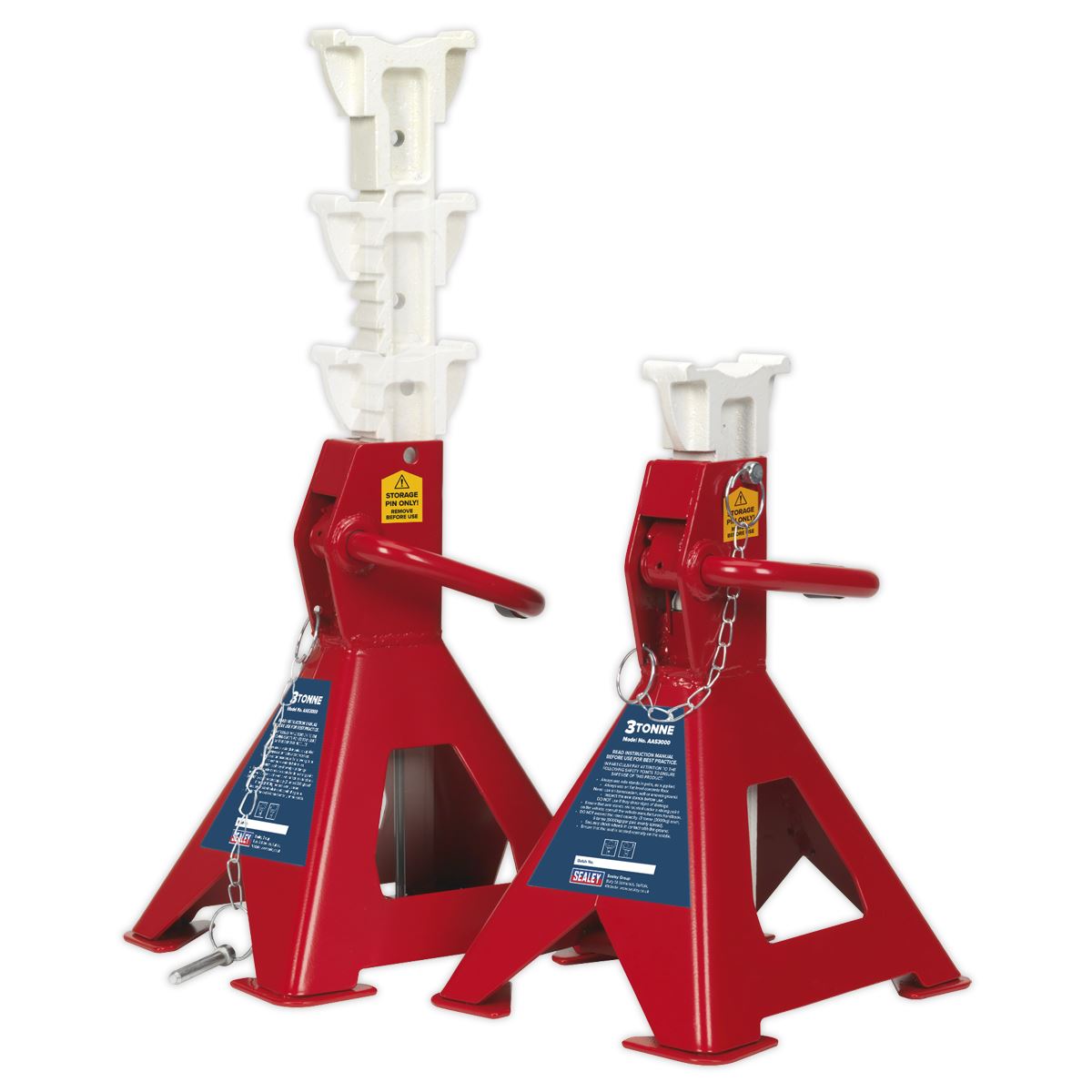 Sealey AAS3000 Auto Rise Ratchet Axle Stands (Pair) 3 Tonne Capacity per Stand Sealey