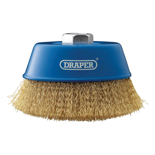 Draper 41446 Brassed Steel Crimped Wire Cup Brush 125mm M14 Draper