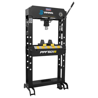 Sealey PPF501S Viking Floor Type Air/Hydraulic Press with Sliding Ram & Foot Pedal 50 Tonne Sealey