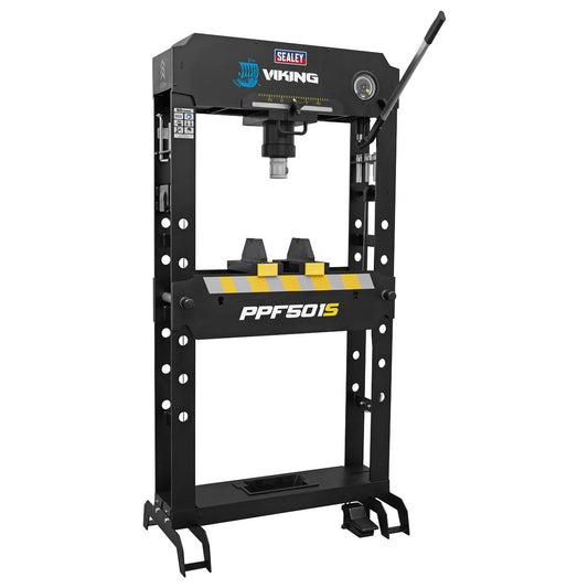Sealey PPF501S Viking Floor Type Air/Hydraulic Press with Sliding Ram & Foot Pedal 50 Tonne Sealey