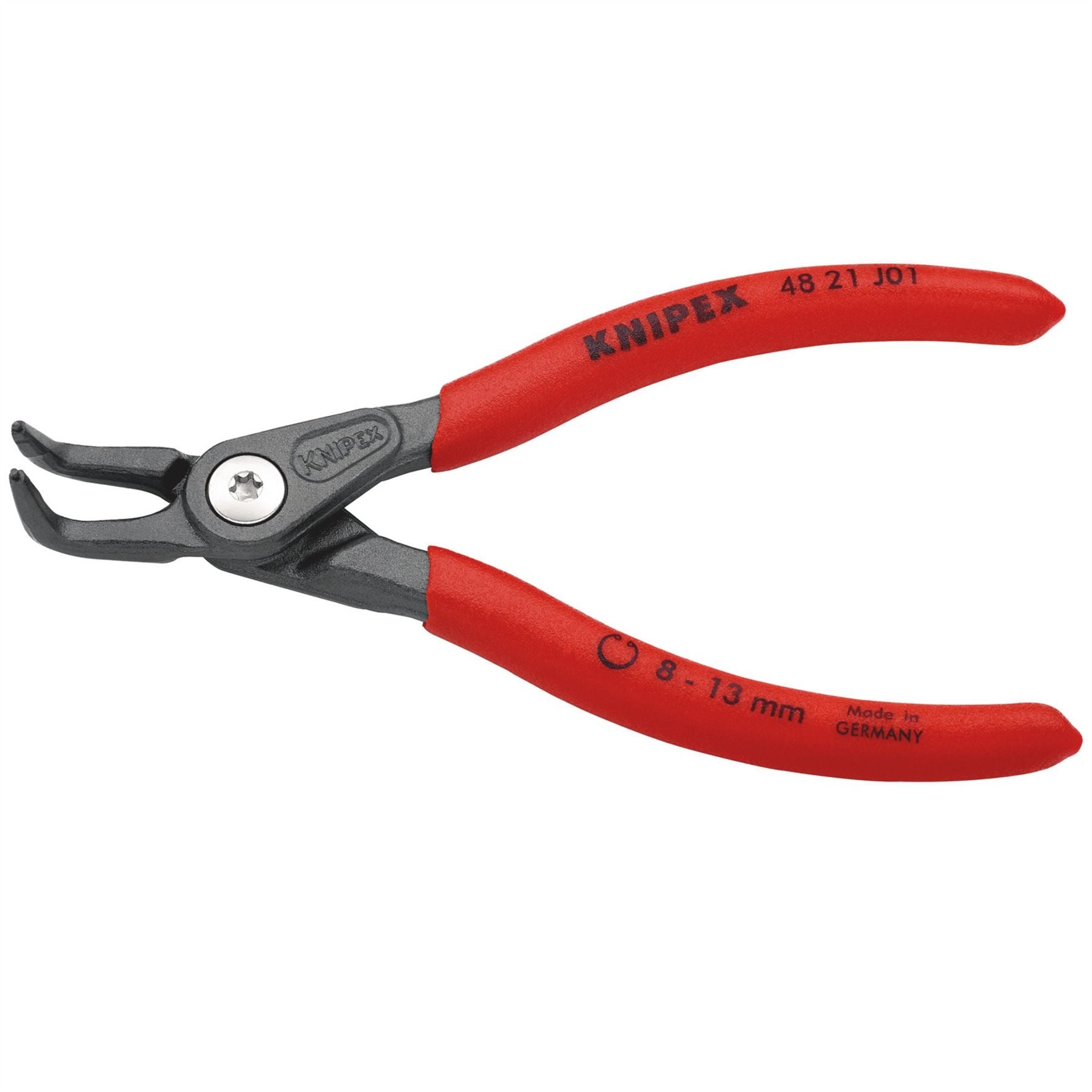 Knipex 75082 48 21 J01 SB Precision Circlip Pliers for internal circlips in bore holes with non-slip plastic coating grey atramentized 130mm Knipex