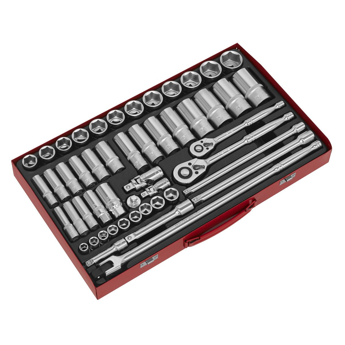 Sealey AK6942 Socket Set 50pc 3/8" & 1/2"Sq Drive 6pt WallDrive® - Metric Sealey
