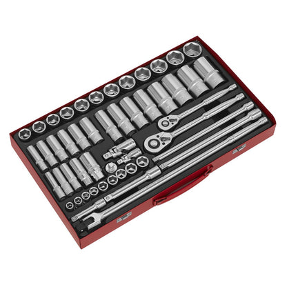 Sealey AK6942 Socket Set 50pc 3/8" & 1/2"Sq Drive 6pt WallDrive® - Metric Sealey