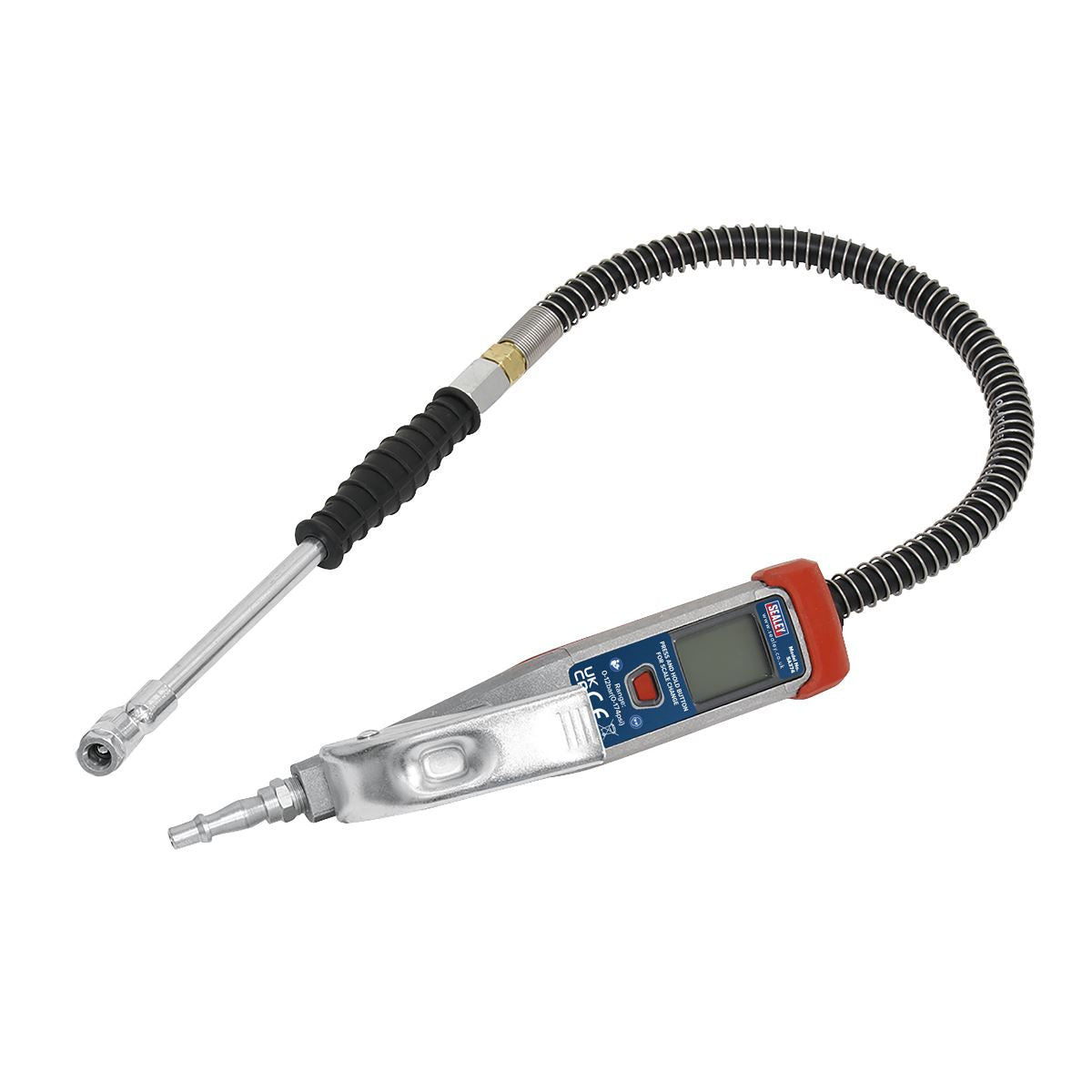 Sealey SA374 Digital Tyre Inflator 0.5m Hose with Twin Push-On Connector Sealey