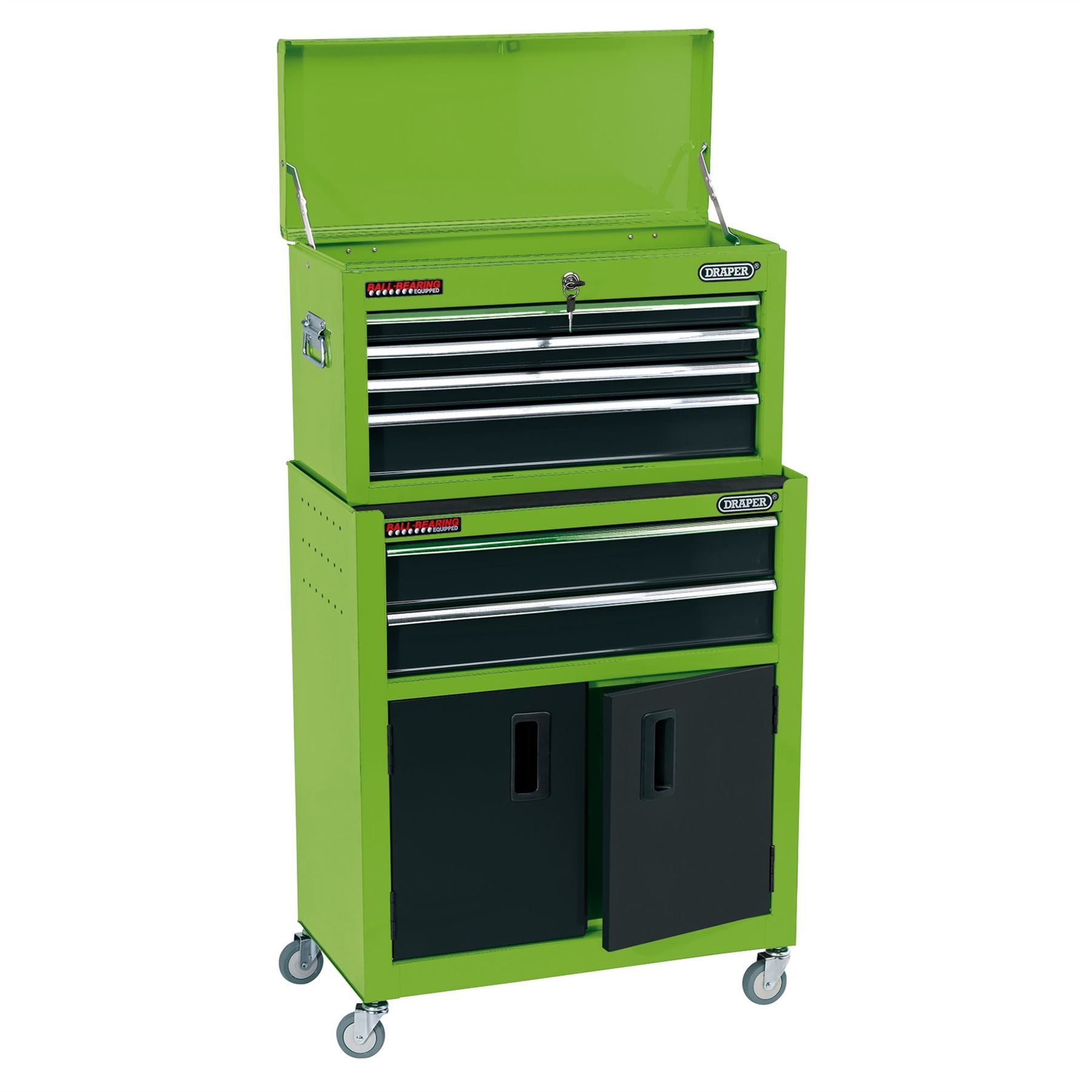 Draper 19566 Combined Roller Cabinet and Tool Chest 6 Drawer 24" Green Draper