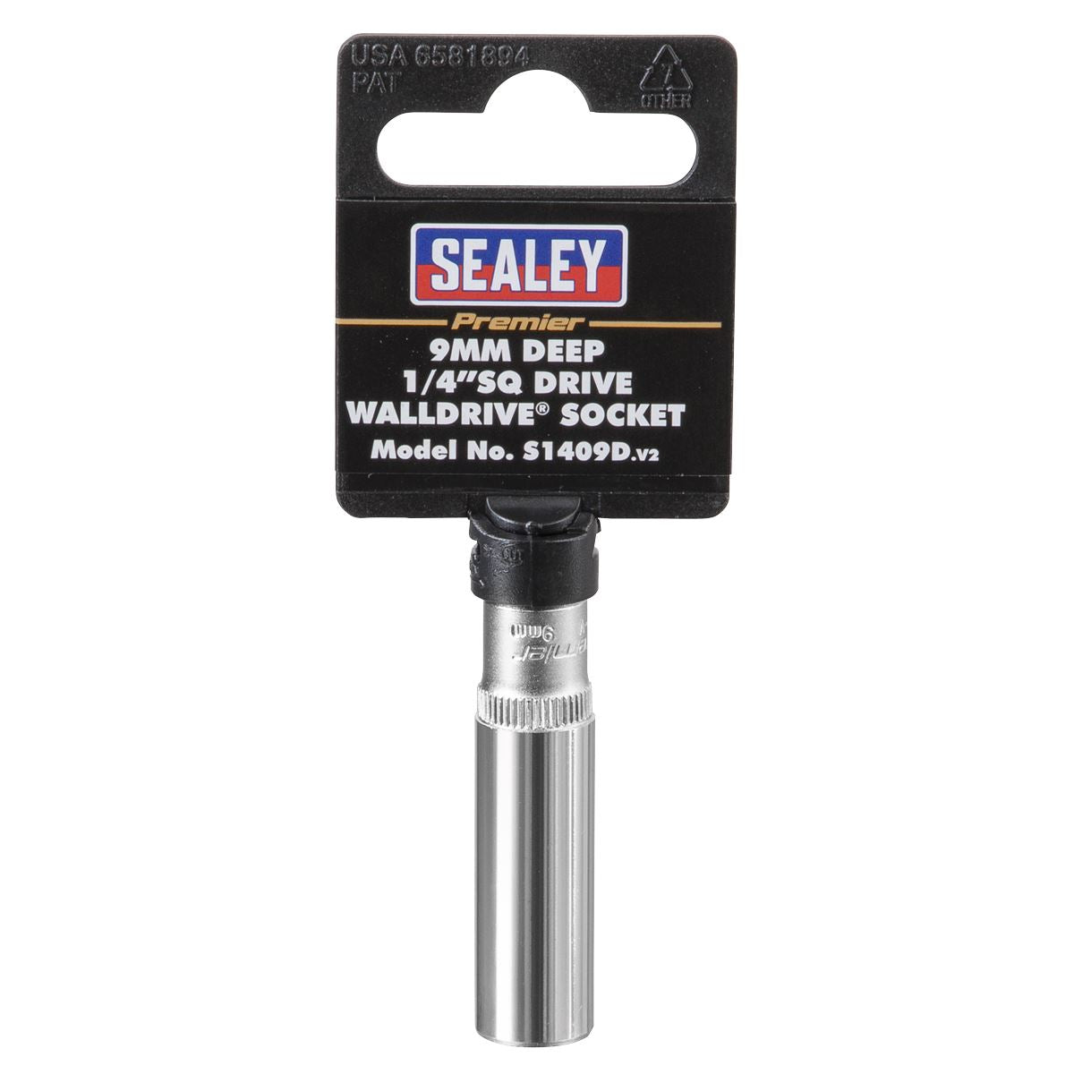 Sealey S1409D WallDrive® Socket 9mm Deep 1/4"Sq Drive Sealey
