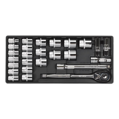 Sealey TBT21 Tool Tray with Socket Set 26pc 1/2"Sq Drive Sealey