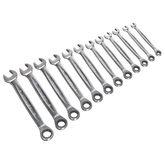 Sealey AK63922 Ratchet Combination Spanner Set 12pc - Metric - Premier Platinum Sealey