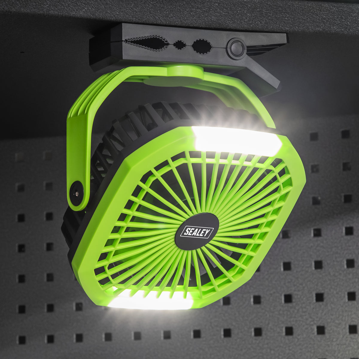 Sealey SCF8WL Portable Clip Fan with Worklight 8" 4 Speeds Sealey