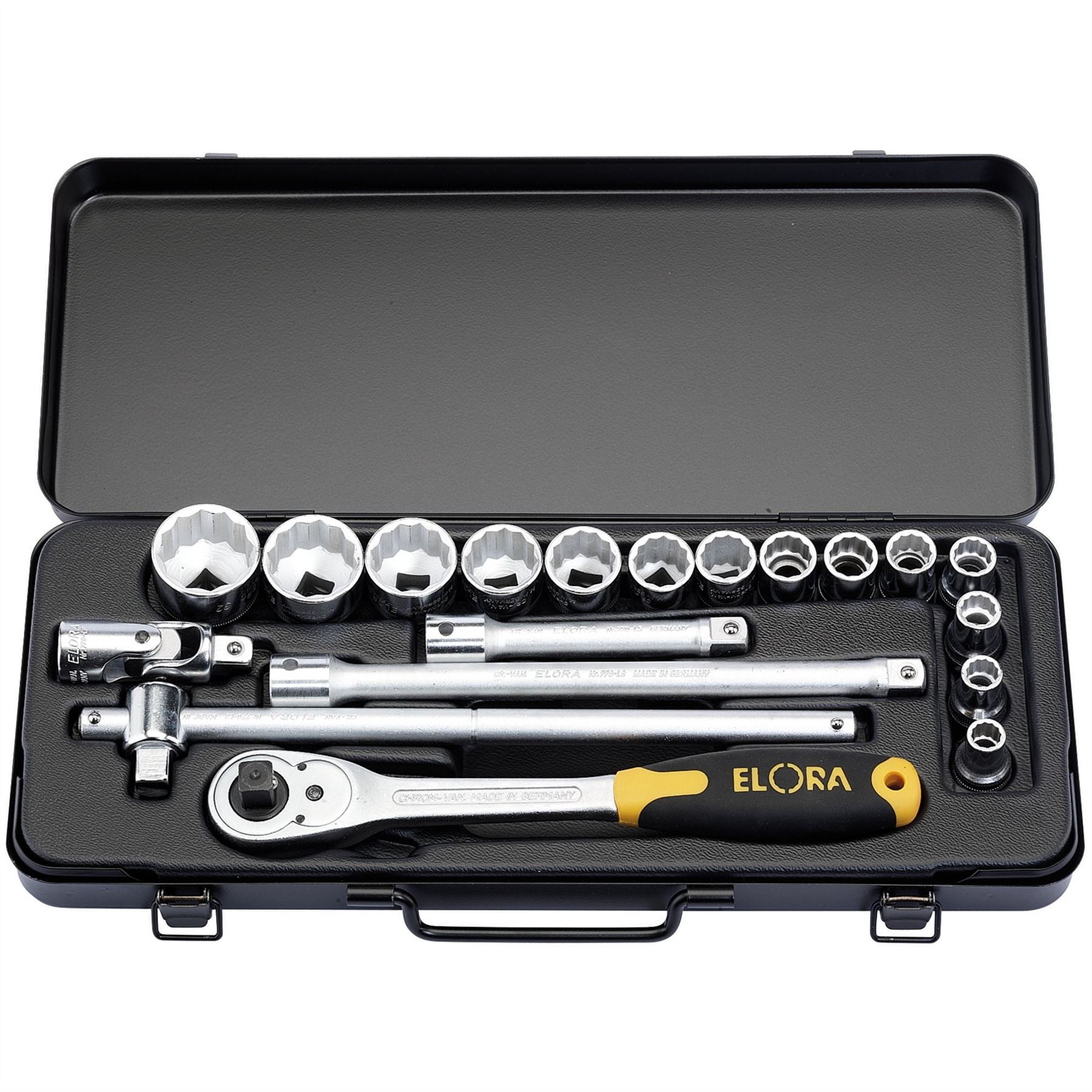 Elora 15356 Metric Socket Set 1/2" Sq. Dr. 19 Piece Elora