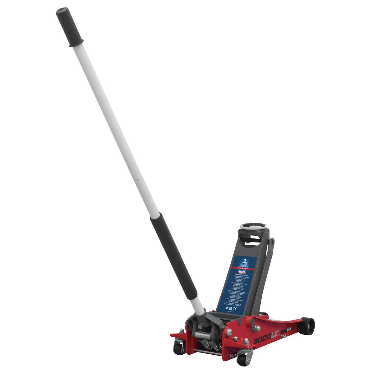 Sealey 3000LE Low Profile Trolley Jack with Rocket Lift 3 Tonne - Red Sealey