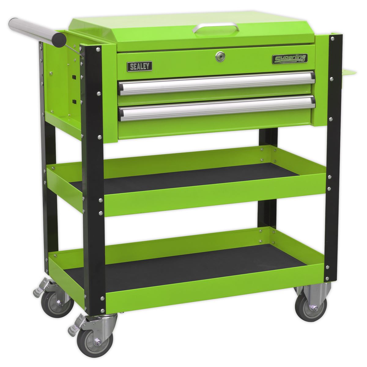 Sealey AP760MHV Heavy-Duty Mobile Tool & Parts Trolley 2 Drawers & Lockable Top - Green Sealey