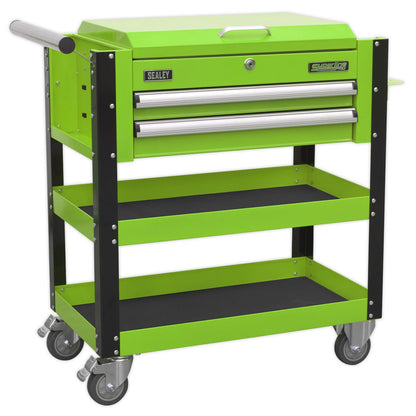 Sealey AP760MHV Heavy-Duty Mobile Tool & Parts Trolley 2 Drawers & Lockable Top - Green Sealey