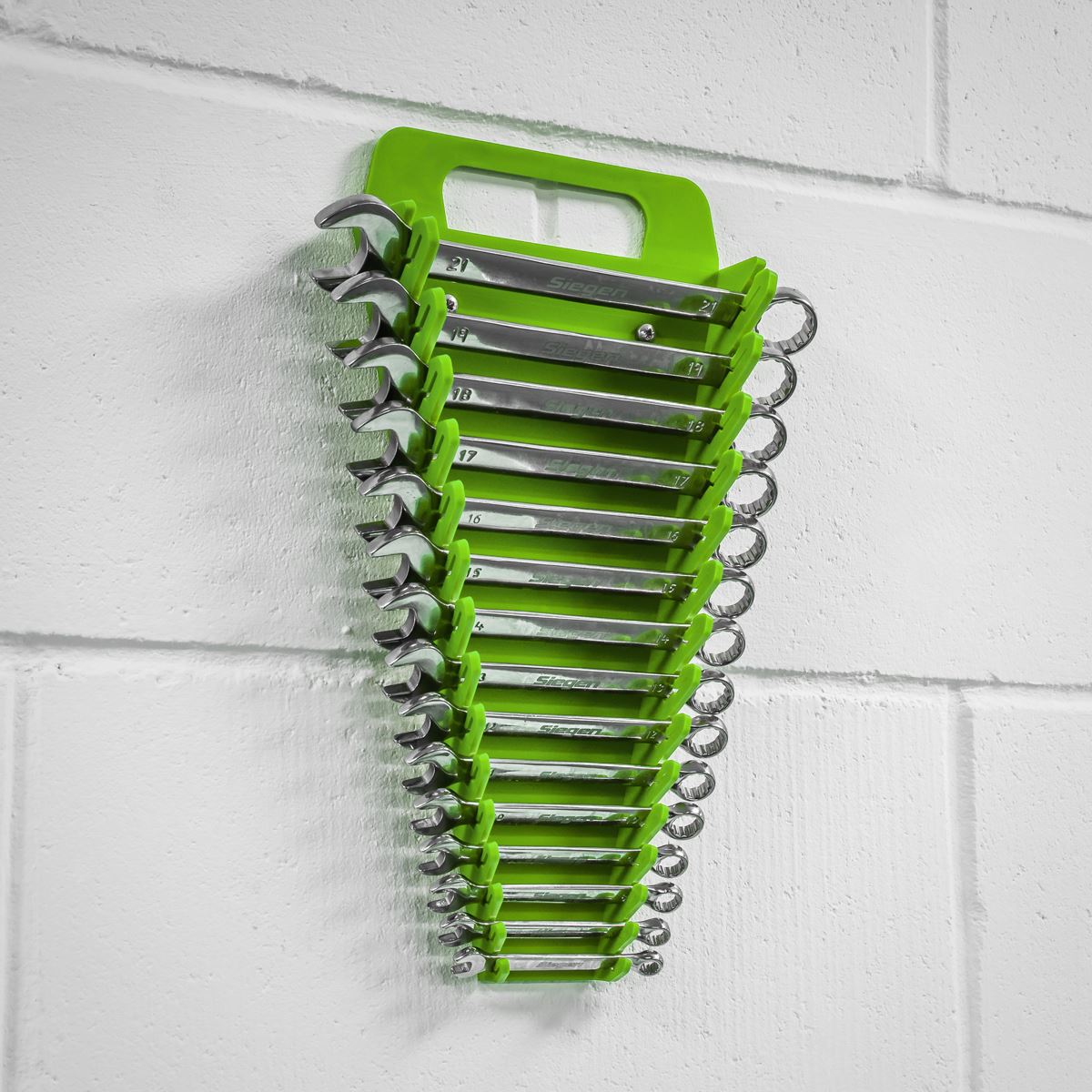 Sealey WR08HV Spanner Rack Capacity 15 Spanners Hi-Vis Green Sealey