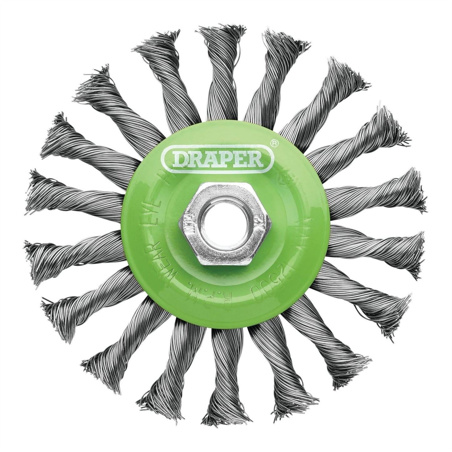 Draper 08061 Stainless-Steel Twist-Knot Flat Wire Wheel Brush 115mm M14 Draper