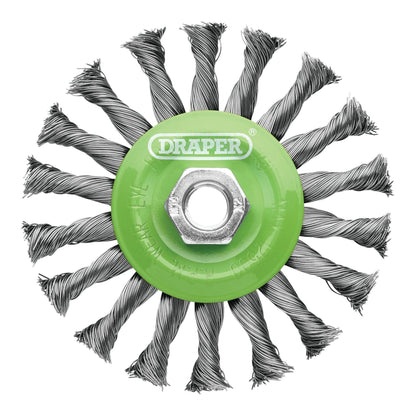 Draper 08061 Stainless-Steel Twist-Knot Flat Wire Wheel Brush 115mm M14 Draper