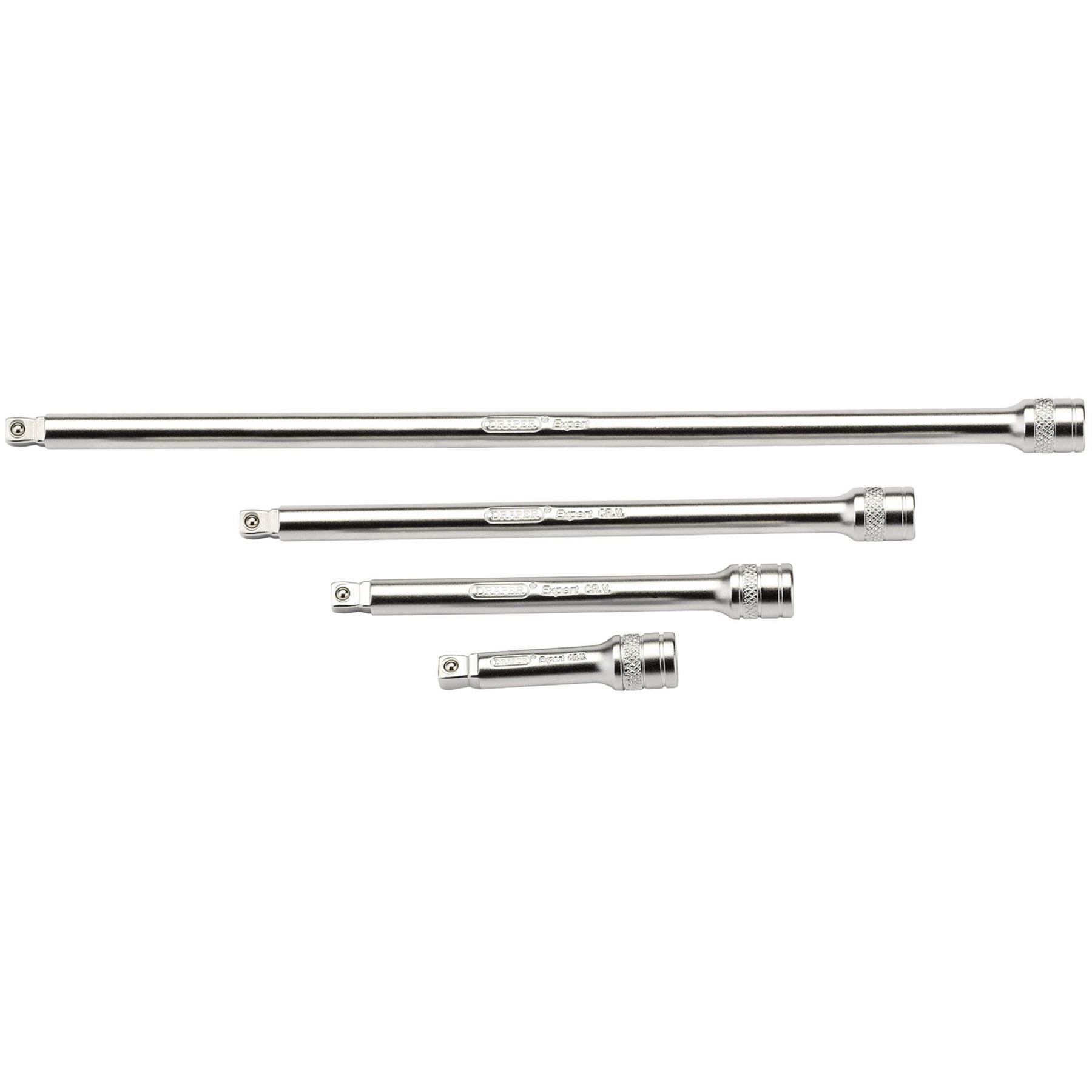 Draper 16766 Wobble Extension Bar Set 1/4" Sq. Dr. Micro Satin Chrome 4 Piece Draper