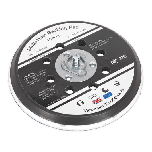 Sealey AK289 Universal Dust-Free Stick-On DA Backing Pad Ø150mm x 5/16"UNF & M8 Sealey
