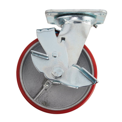 Draper 65530 Swivel Plate Fixing Heavy Duty Polyurethane Wheel with Brake 160mm Diameter S.W.L. 400kg Draper
