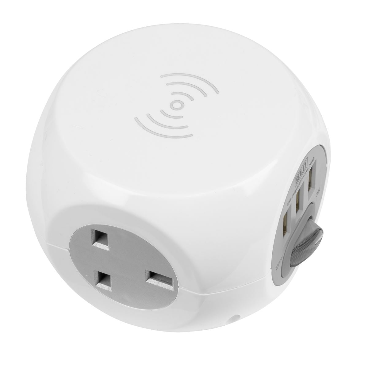 Sealey EL144WC Extension Cable Cube 1.4m 3 x 230V & 3 x USB Sockets & Wireless Charging Pad Sealey