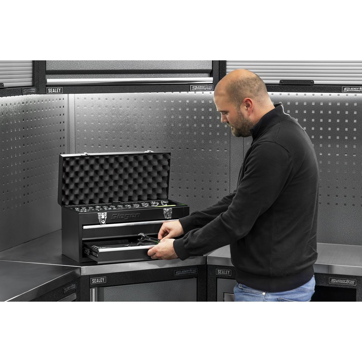 Siegen S01055 Portable Tool Chest 2 Drawer with 90pc Tool Kit Siegen