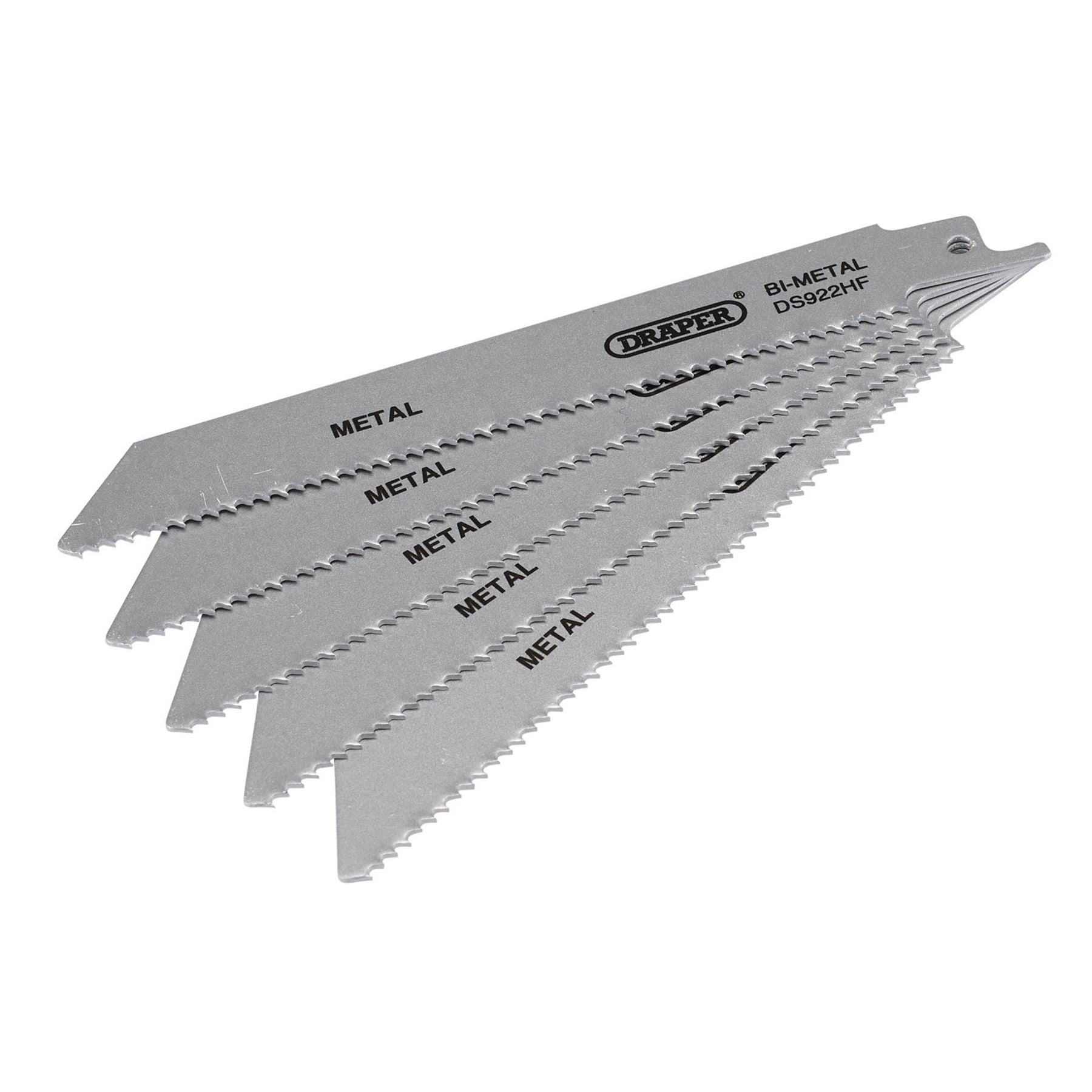 Draper 43460 Bi-metal Reciprocating Saw Blades for Metal 150mm 10tpi Pack of 5 Draper