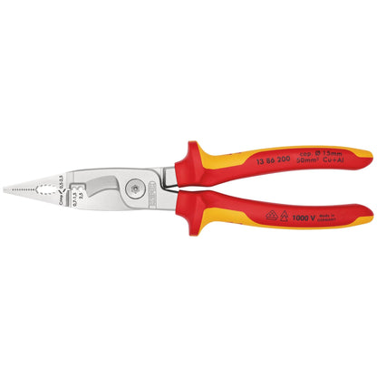Knipex 31460 13 86 200 Pliers for Electrical Installation insulated with multi-component grips VDE-tested chrome-plated 200mm Knipex
