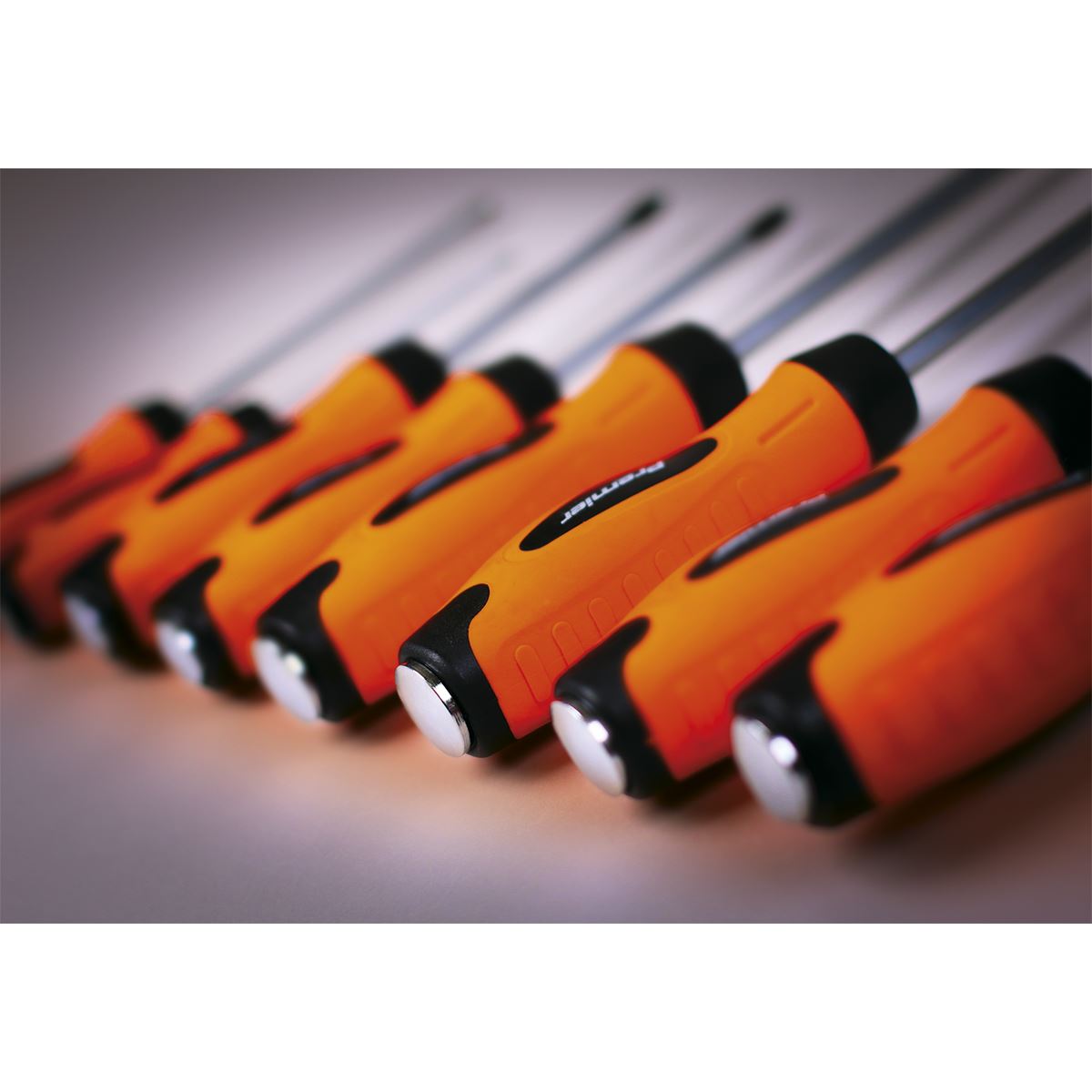 Sealey HV004 Screwdriver Set 8pc Hammer-Thru Hi-Vis Orange Sealey
